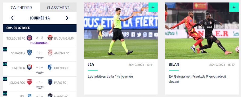 Pronostic Ligue 2 Paramètres match de Ligue 2