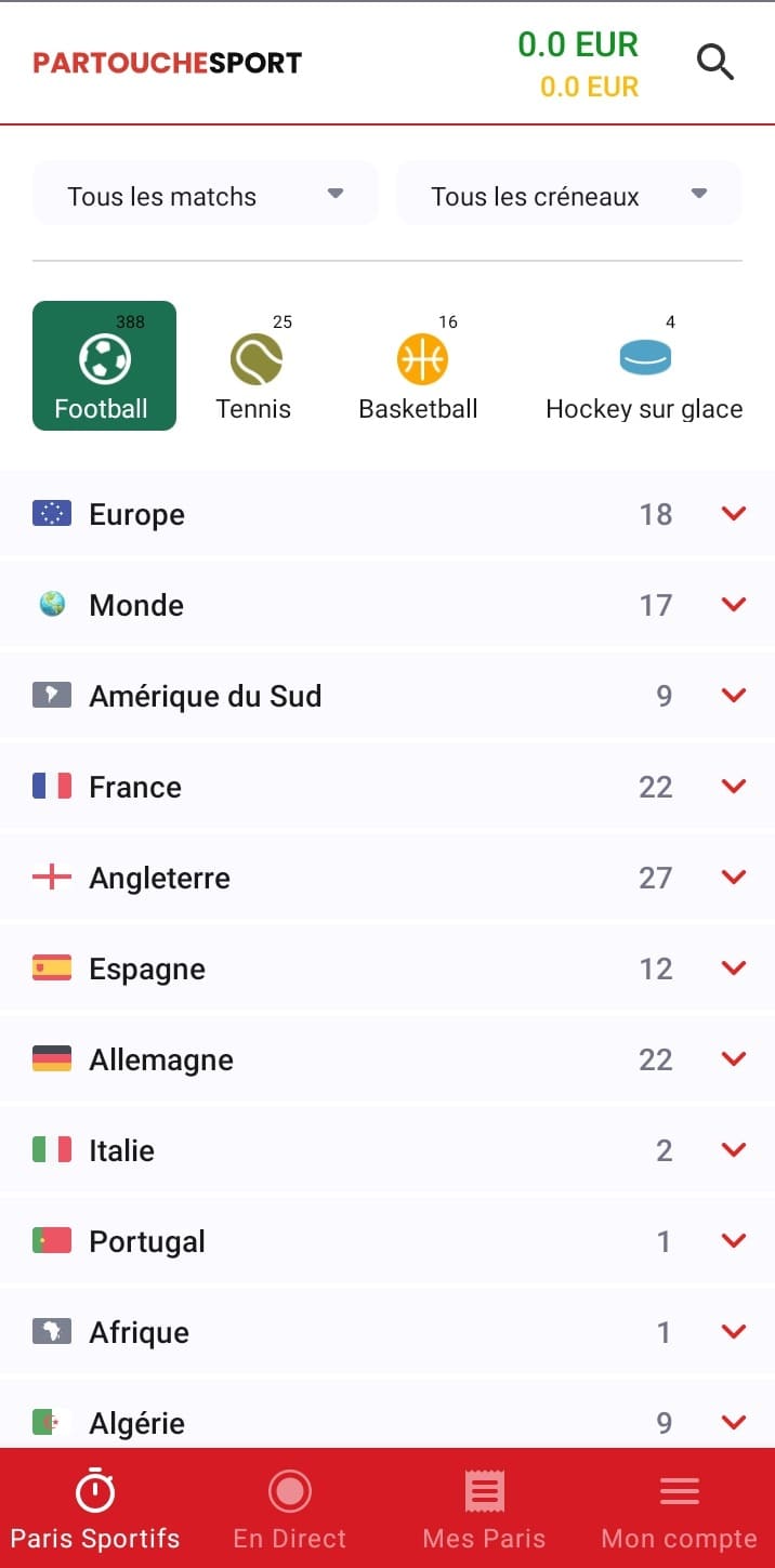 Partouche Sport Application mobile