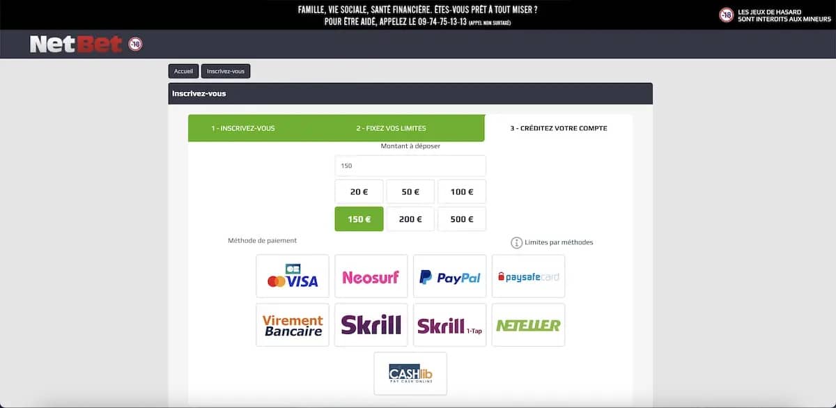 Premier dépôt Netbet